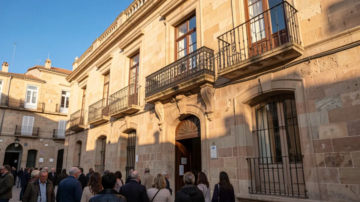 Imagen genérica de la fachada de un ayuntamiento canario con balcón y barandillas de hierro, bajo la luz del sol de la tarde.