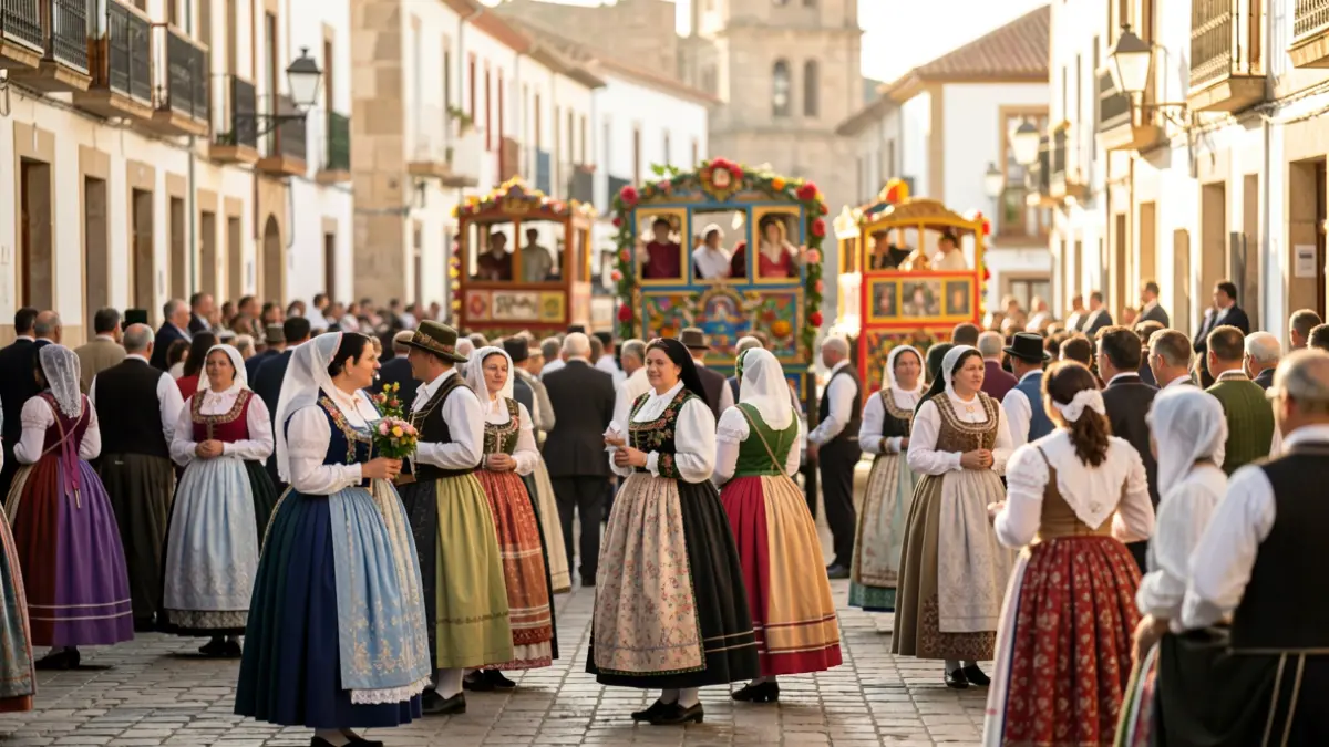 Crowd of people celebrating the traditional pilgrimage in the municipality of Mogan.