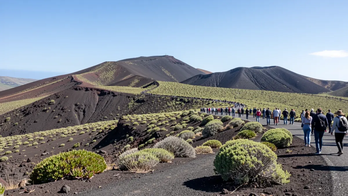 Generic image of a Canarian volcanic landscape with a road.