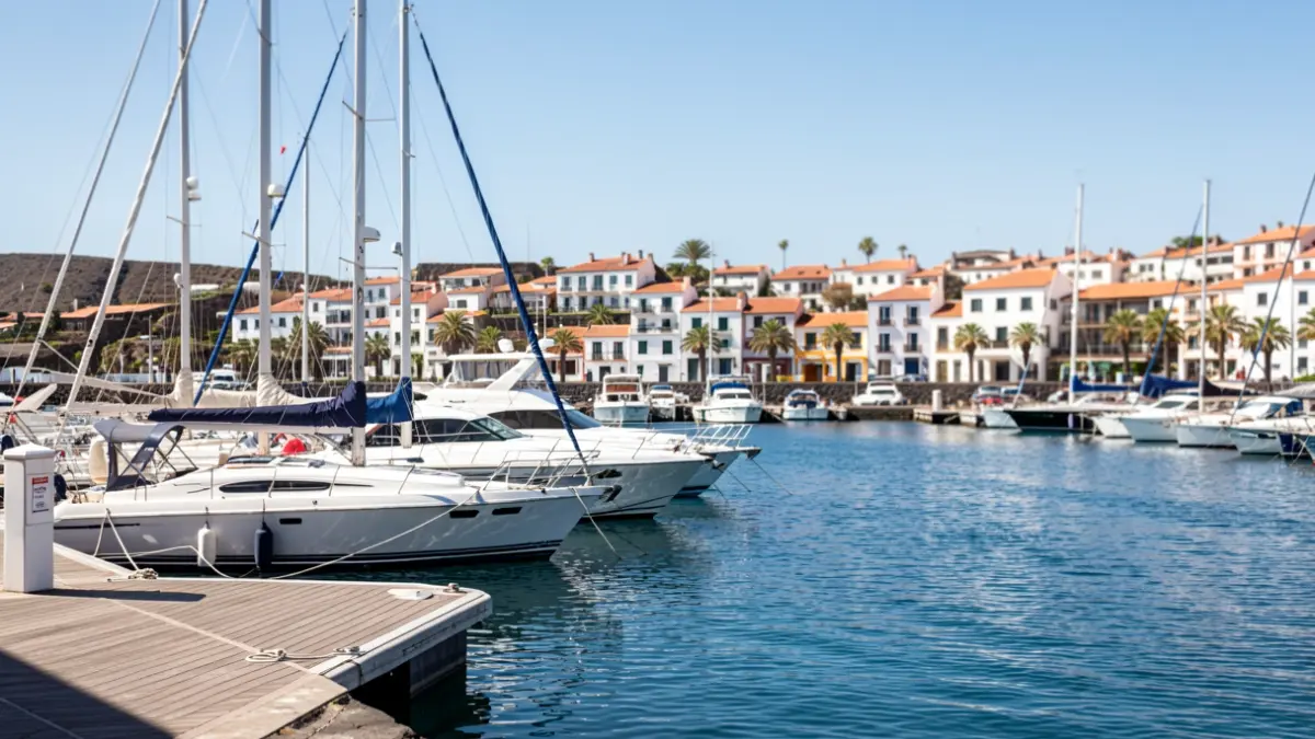 Imagen genérica de un puerto deportivo con barcos y edificios.