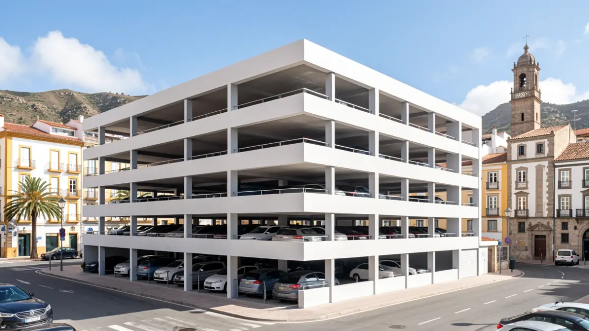 Imagen genérica de un edificio de aparcamientos moderno en el casco histórico de Mogán.