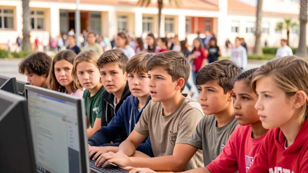Imagen genérica de estudiantes canarios consultando sus notas de la PAU.