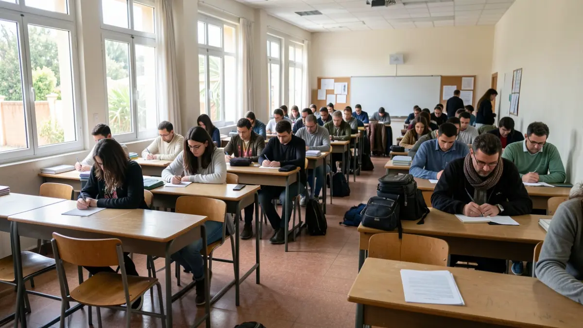 Imagen genérica de un aula de oposiciones en Canarias.