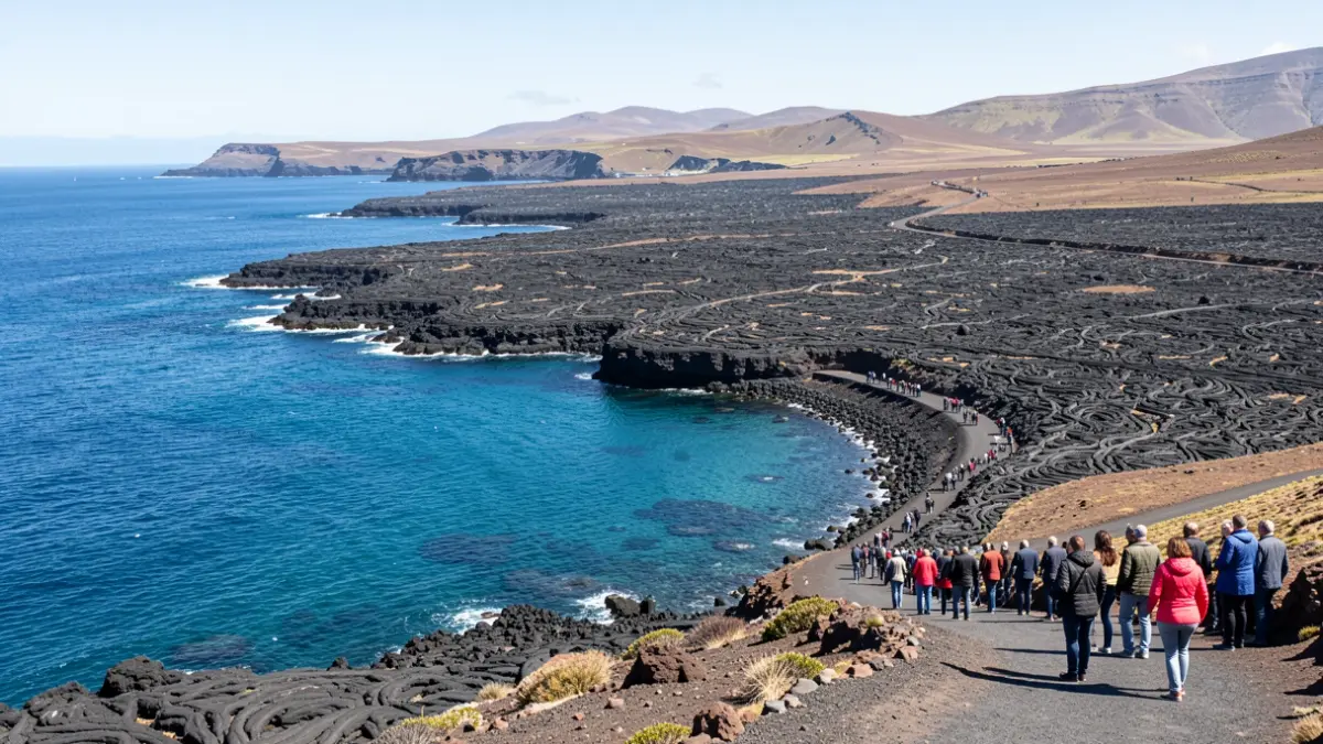 Volcanic landscape of the Tacorón coast in El Hierro.