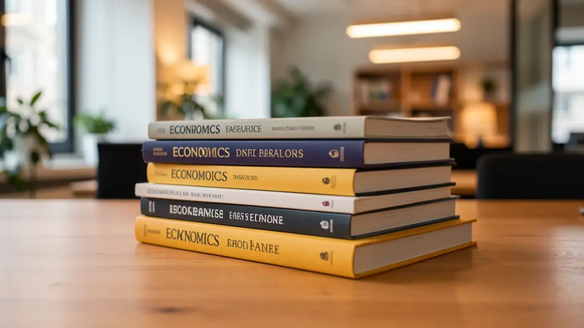 Imagen genérica de libros de economía sobre un escritorio.