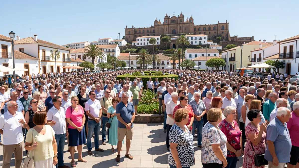 Generic image of a crowd gathered in a Canary Islands plaza during a public event.