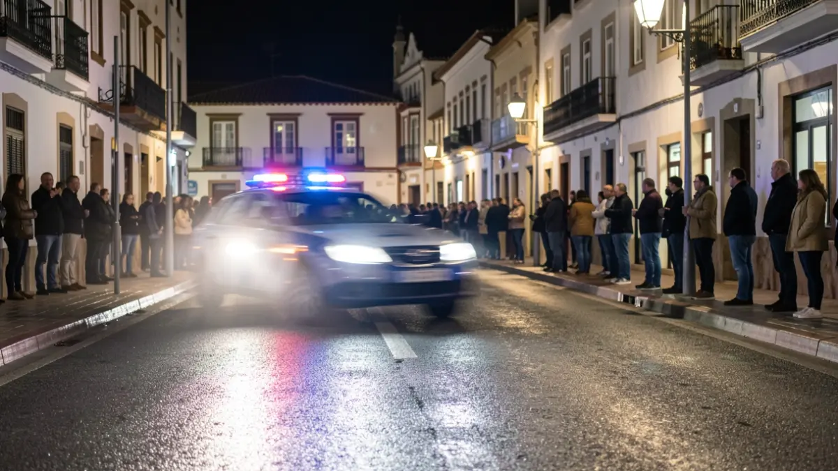 Generic image of police lights reflecting on wet asphalt during a night pursuit in Canarias.