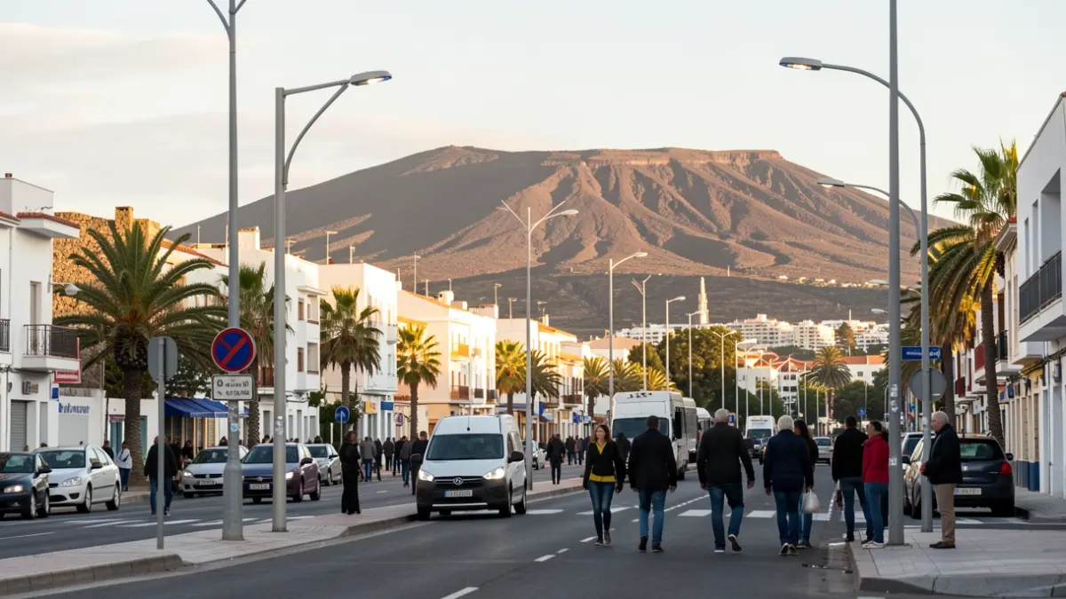 Imagen de la sustitución de farolas en Playa Blanca.