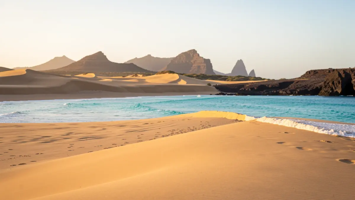 Generic image of a spectacular beach in Fuerteventura with dunes and turquoise waters.