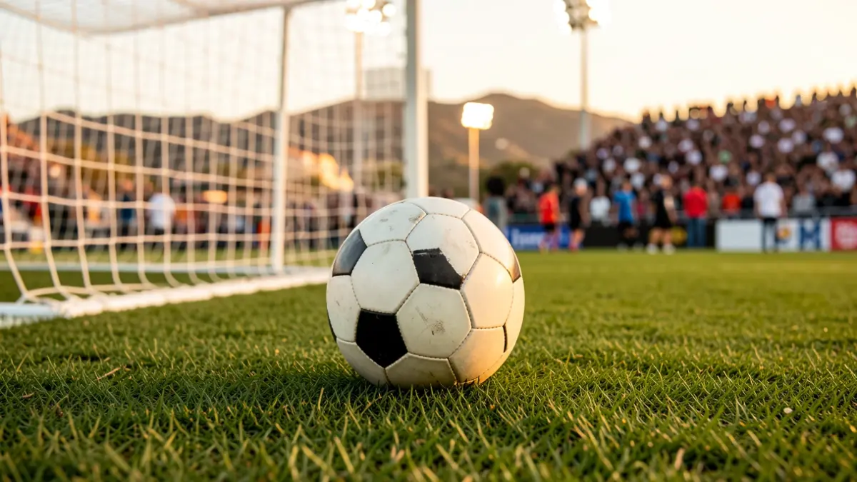 Generic image of a soccer ball on a stadium field.