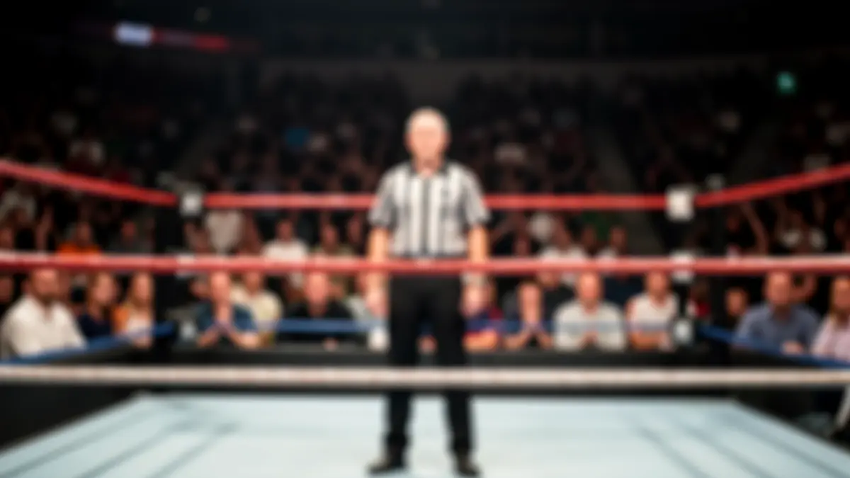 Generic image of a referee in a Canarian wrestling ring.
