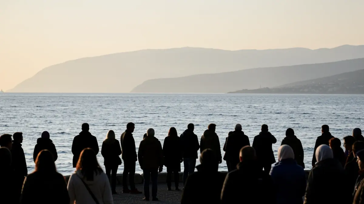 Generic image of migrants arriving by boat to the coast.