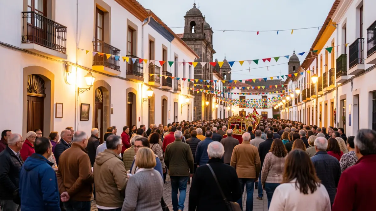 Imagen genérica de una festividad local en San Cristóbal de La Laguna con arquitectura tradicional canaria.