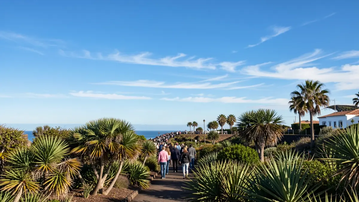 Clear sky over Fasnia, Tenerife, with subtropical vegetation and a gentle breeze.