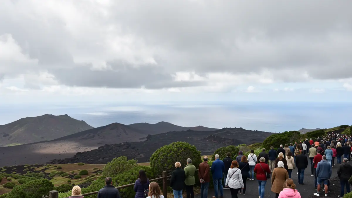 Generic image of cloudy skies over a volcanic landscape in Canarias.