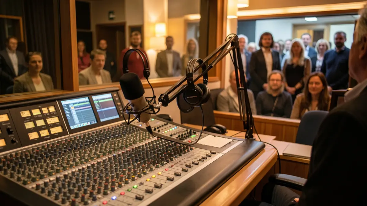 Imagen genérica de un estudio de radio con equipo profesional.