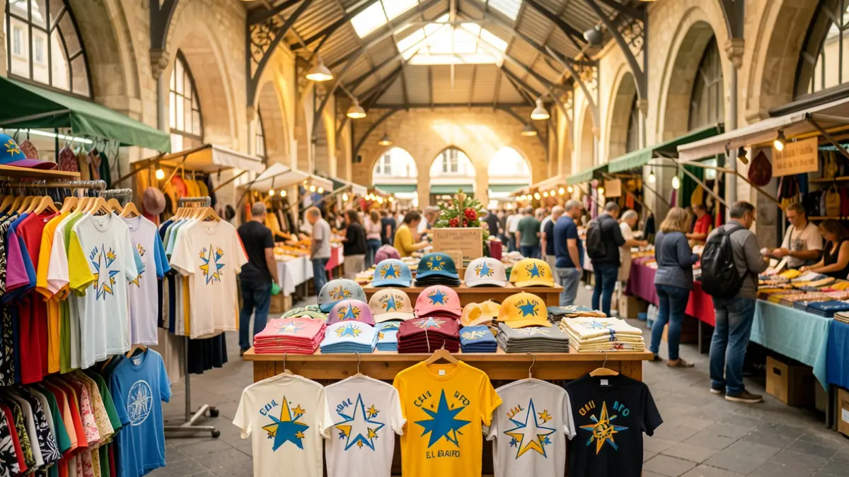 Interior of a pop-up store inspired by the 'El Baifo' universe with exclusive merchandise.