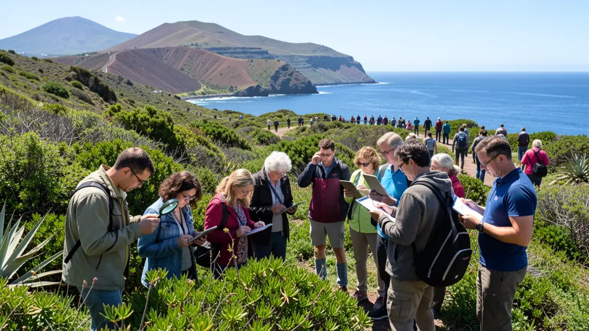 Image of citizens participating in a citizen science initiative for species monitoring in the Canary Islands.
