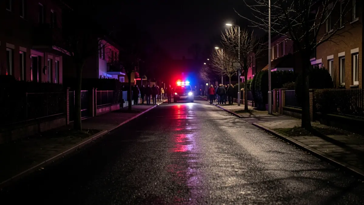 Imagen genérica de una calle con luces de emergencia policiales.
