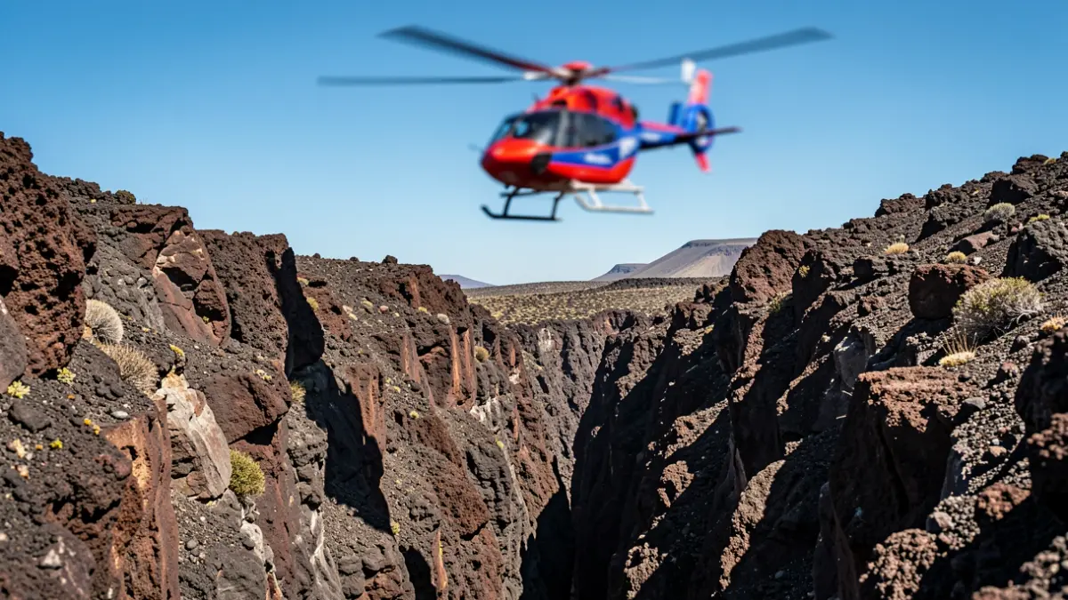 Helicóptero de rescate sobre un barranco en Agüimes.
