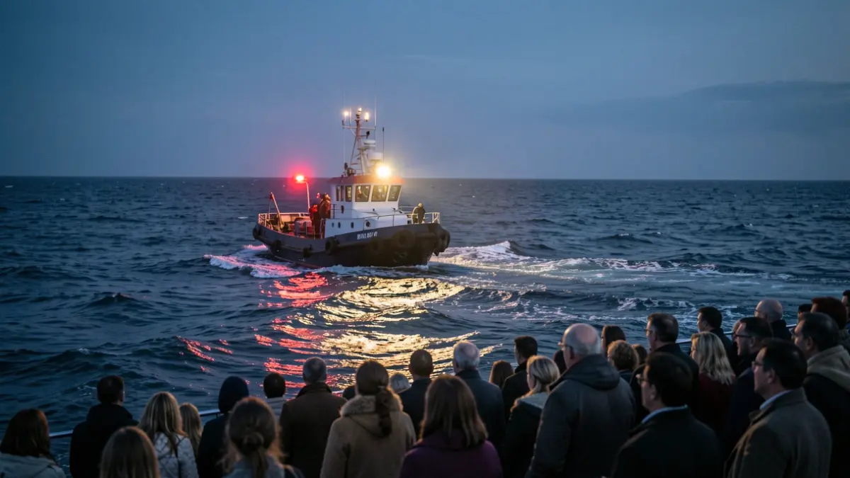 Imagen genérica de una embarcación de salvamento en el mar al atardecer.