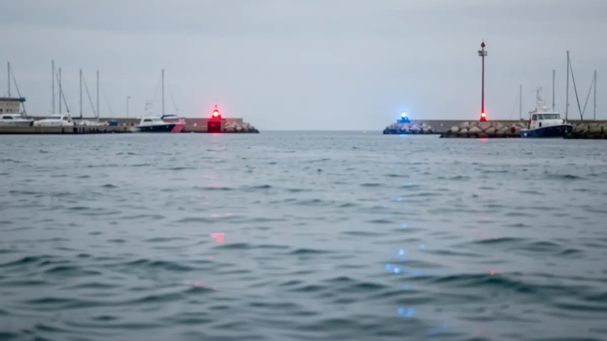 Generic image of a maritime zone with emergency lights.