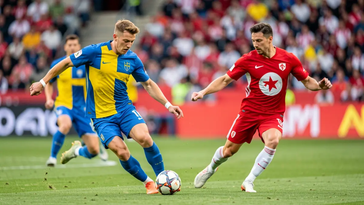 Imagen genérica de un partido de fútbol entre Suecia y Túnez.