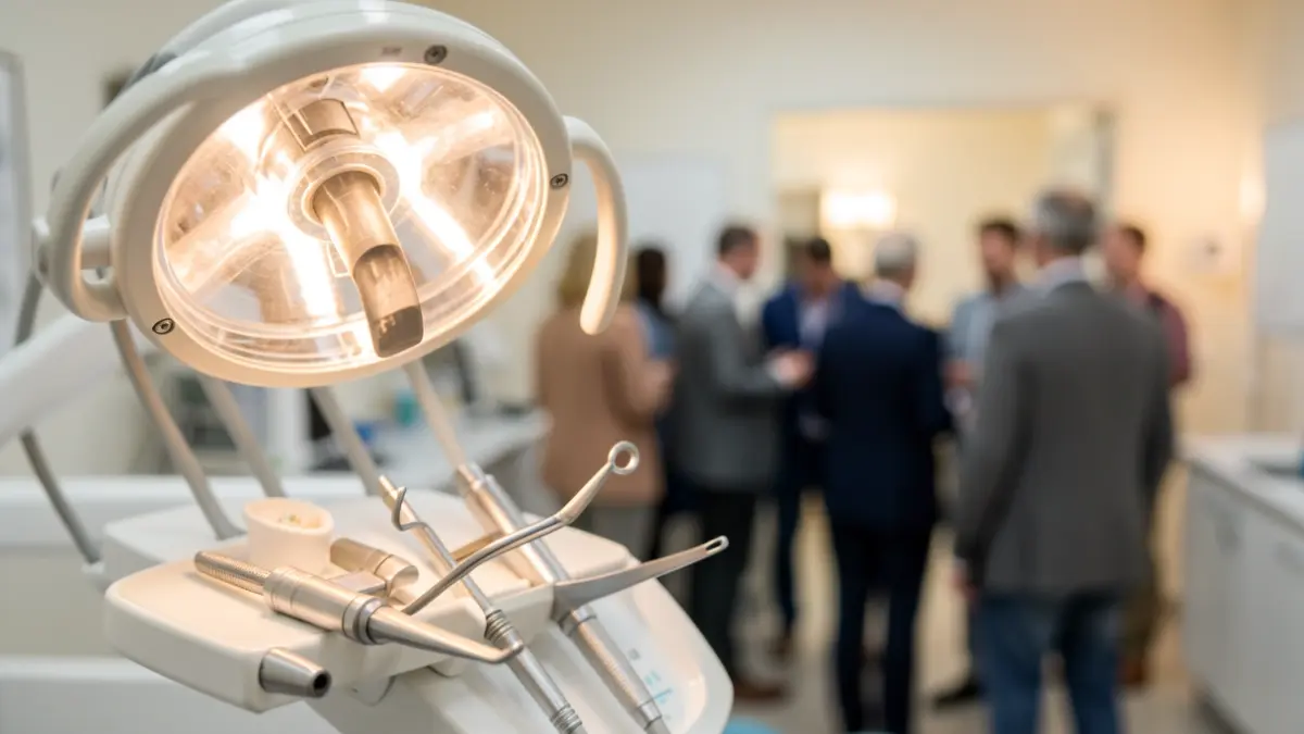 Imagen genérica de instrumental dental y luz de exploración.