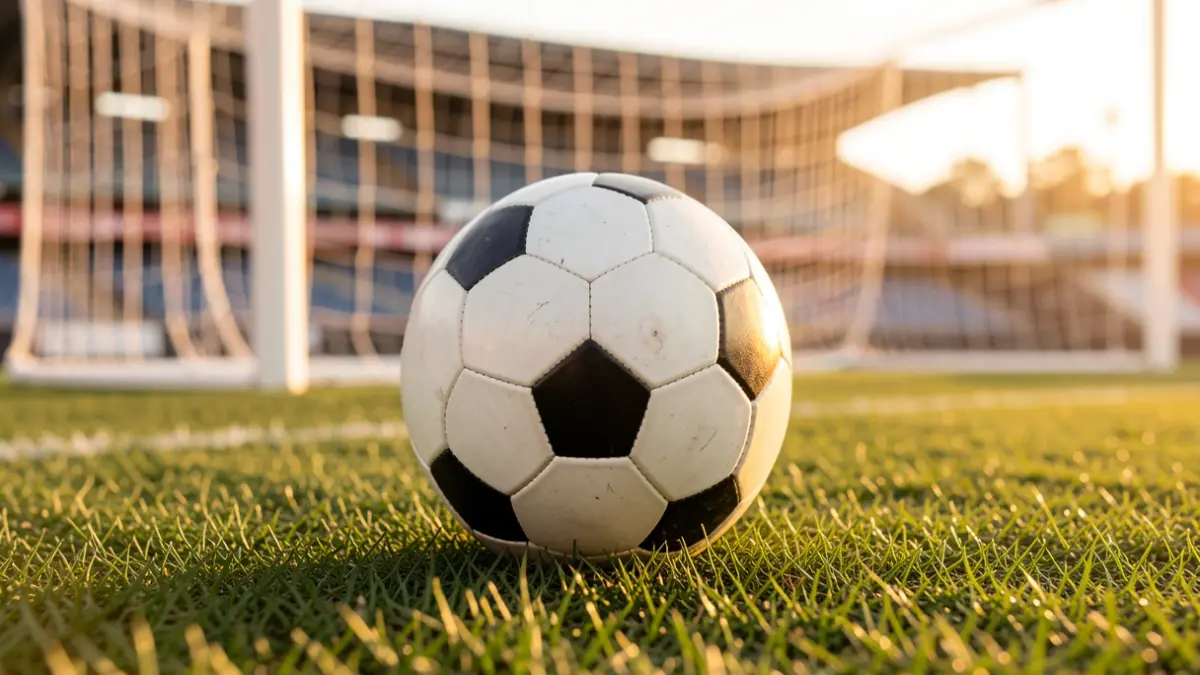 Imagen genérica de un balón de fútbol sobre césped en un estadio.