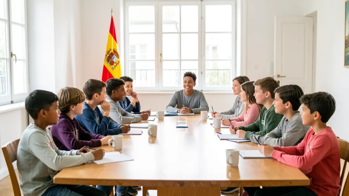 Generic image of children and teenagers participating in a discussion in an institutional setting.