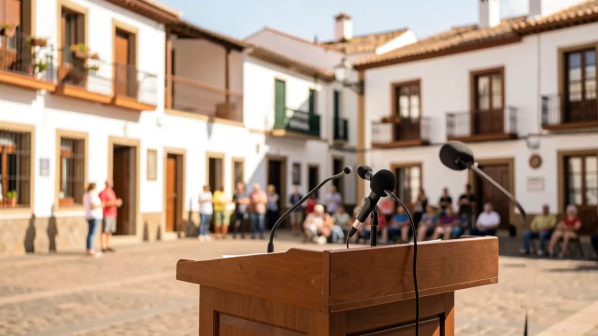 Imagen genérica de una plaza canaria con un escenario.