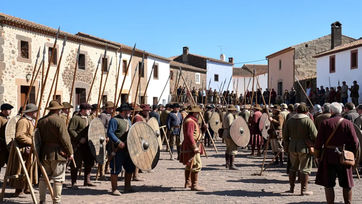 Recreación histórica de la Batalla del Batán en Santa Brígida, con milicianos canarios del siglo XVI.