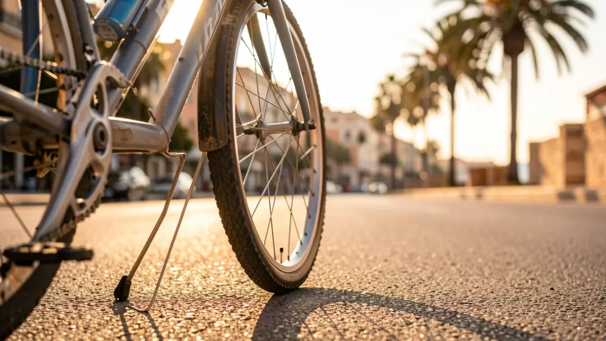 Generic image of a bicycle in a sunny urban environment.