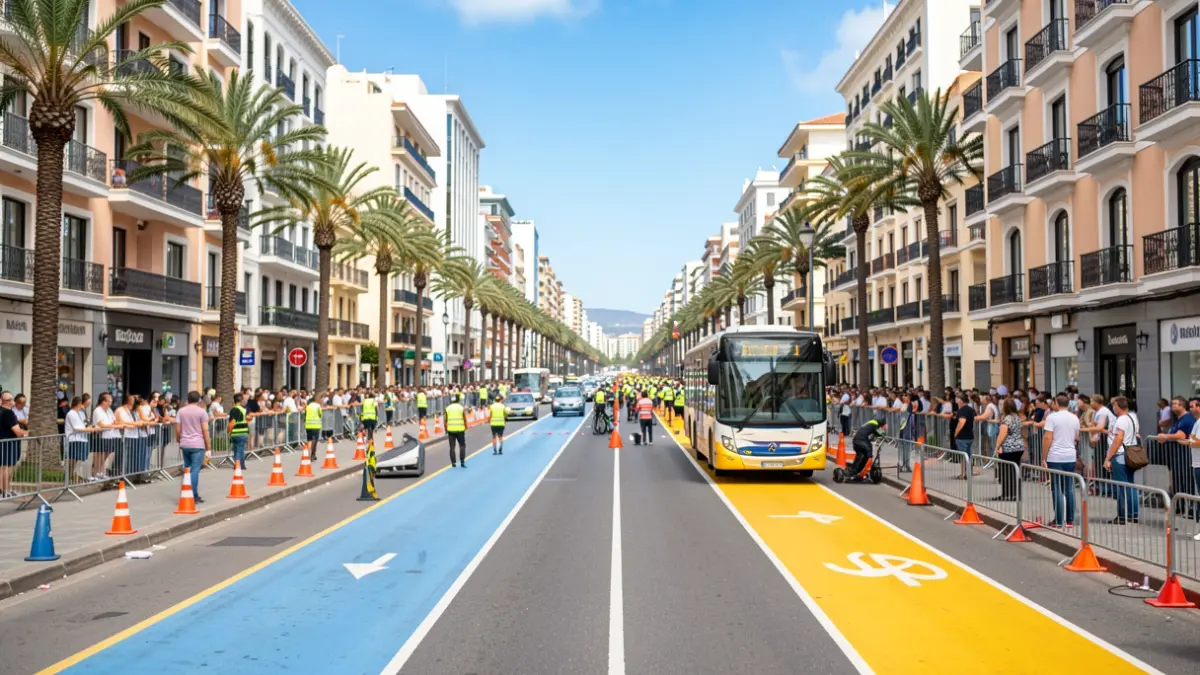 Generic image of a main avenue in Santa Cruz de Tenerife with a bus lane enabled.
