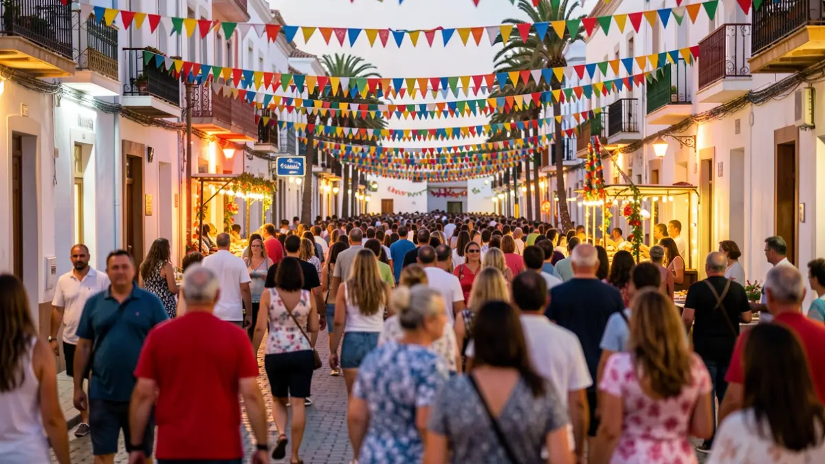 Imagen genérica de una fiesta popular en Santa Cruz de Tenerife con gente y decoración.