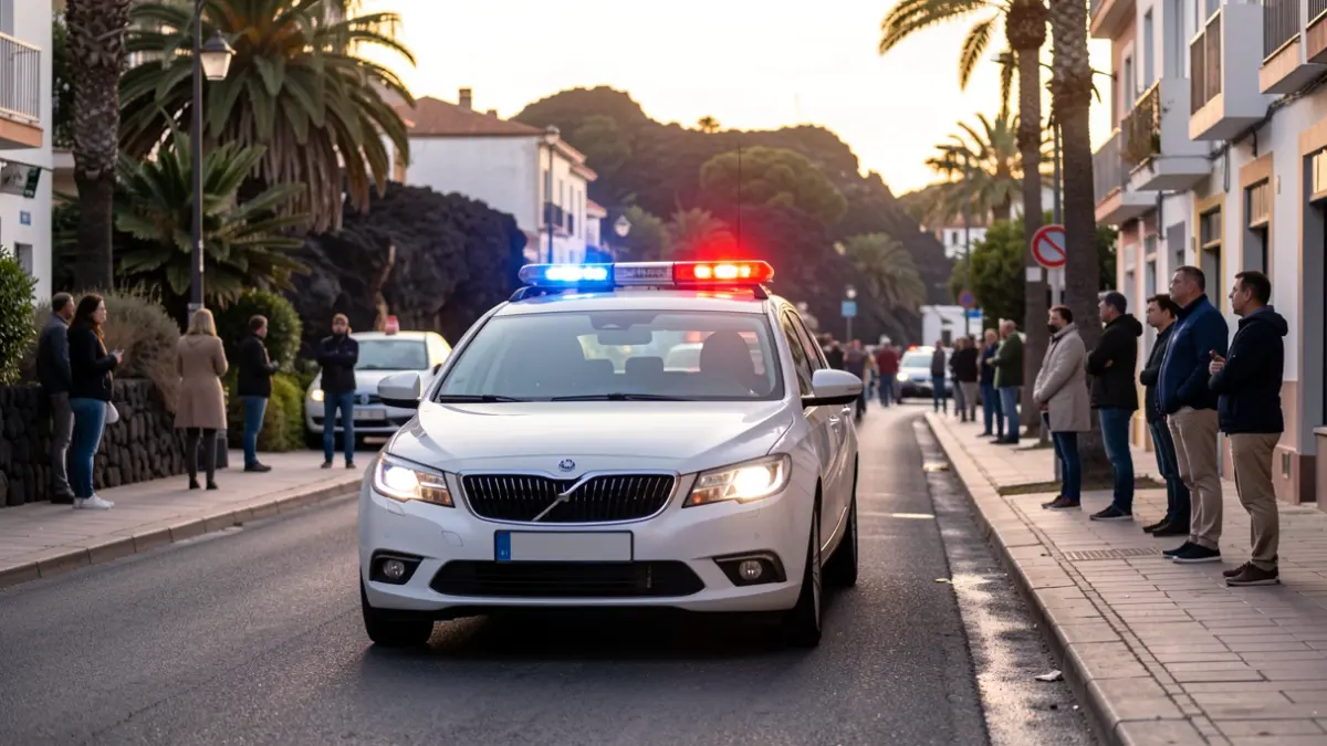 Generic image of a Popemobile route through a street in Santa Cruz de Tenerife with security measures.