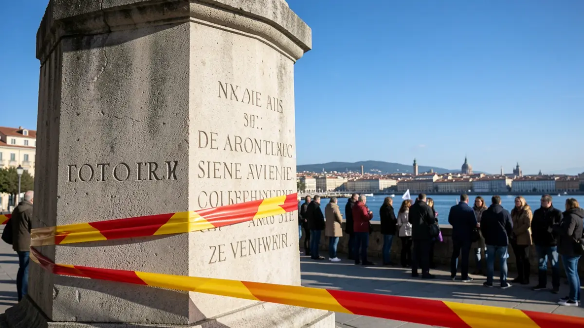 Imagen genérica de un monumento histórico con cinta de protección.
