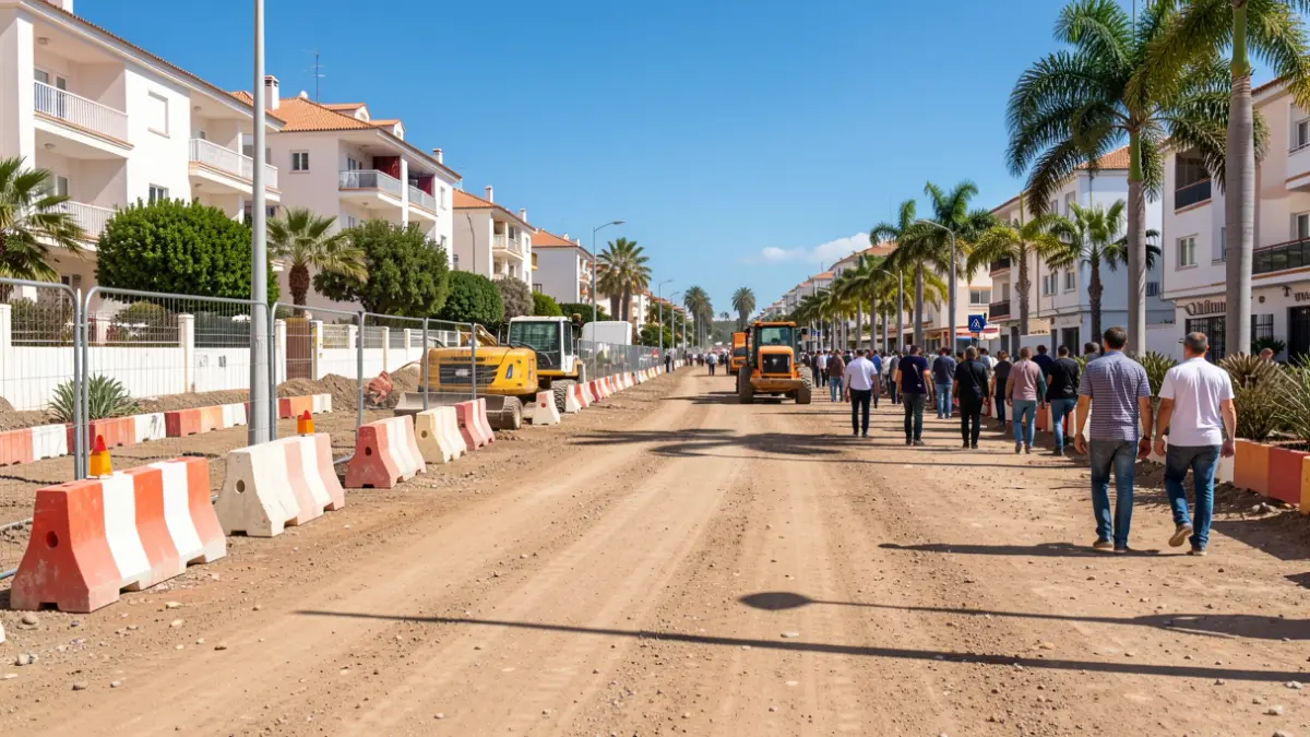 Imagen de la calle Juan Marín Vives en Santa Cruz de Tenerife durante las obras de urbanización.