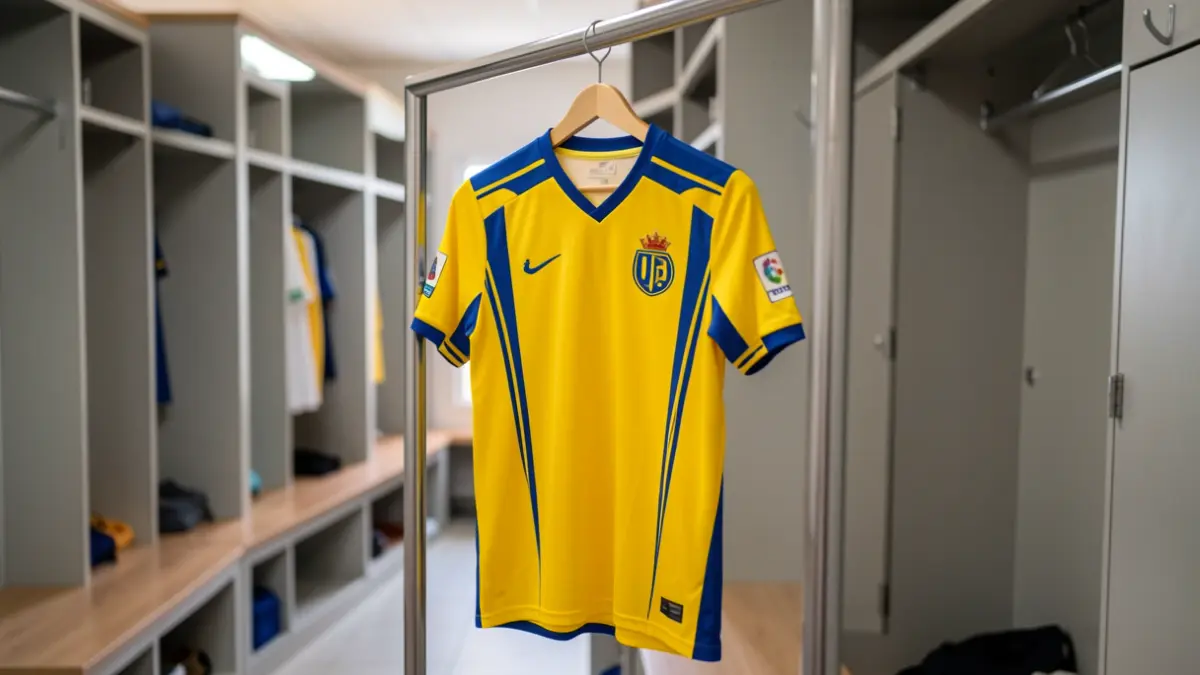 Imagen genérica de una camiseta de la UD Las Palmas en un vestuario vacío.