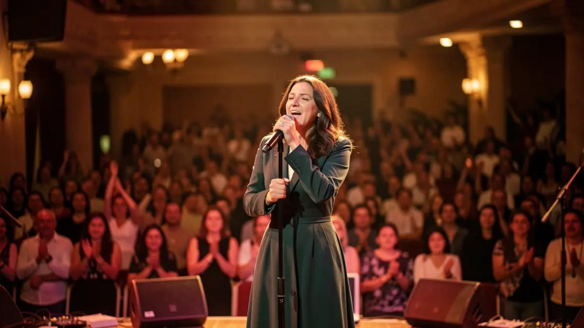 Mexican singer performing in the Canary Islands.