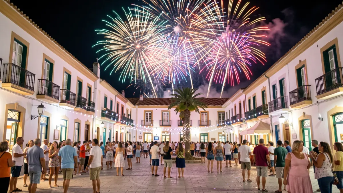 Generic image of fireworks over a Canary Islands town during San Juan night.