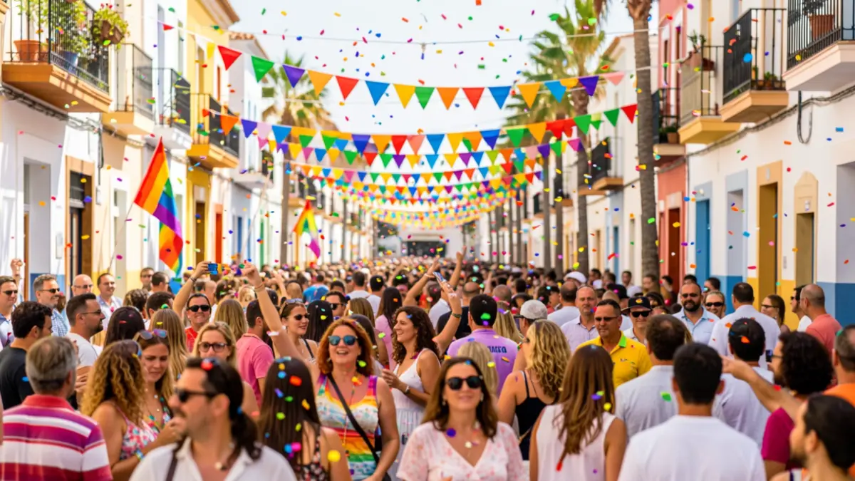 Generic image of a festive and colorful atmosphere in Gáldar during a pride event.