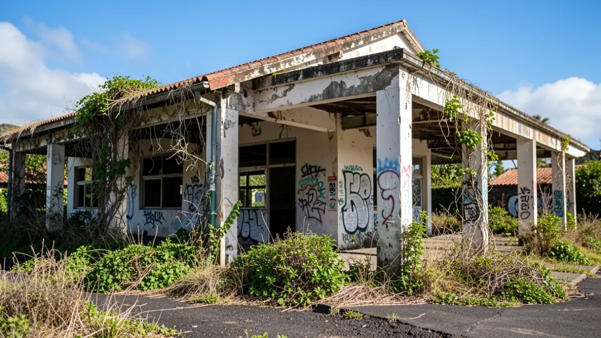 Imagen de la estación de guaguas abandonada en Tacoronte.