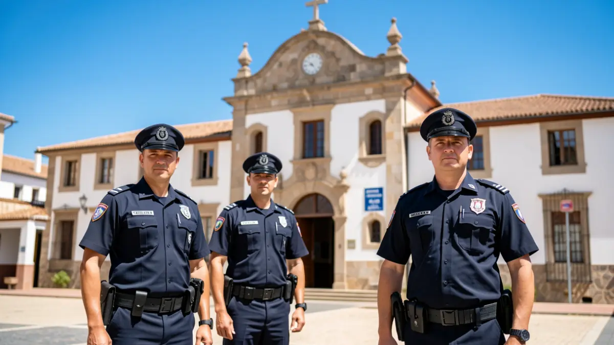 Generic image of Telde Local Police officers in front of the town hall.