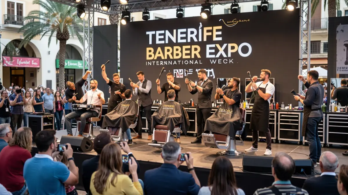 Imagen genérica de la Tenerife Barber Expo, mostrando demostraciones de barbería masculina.