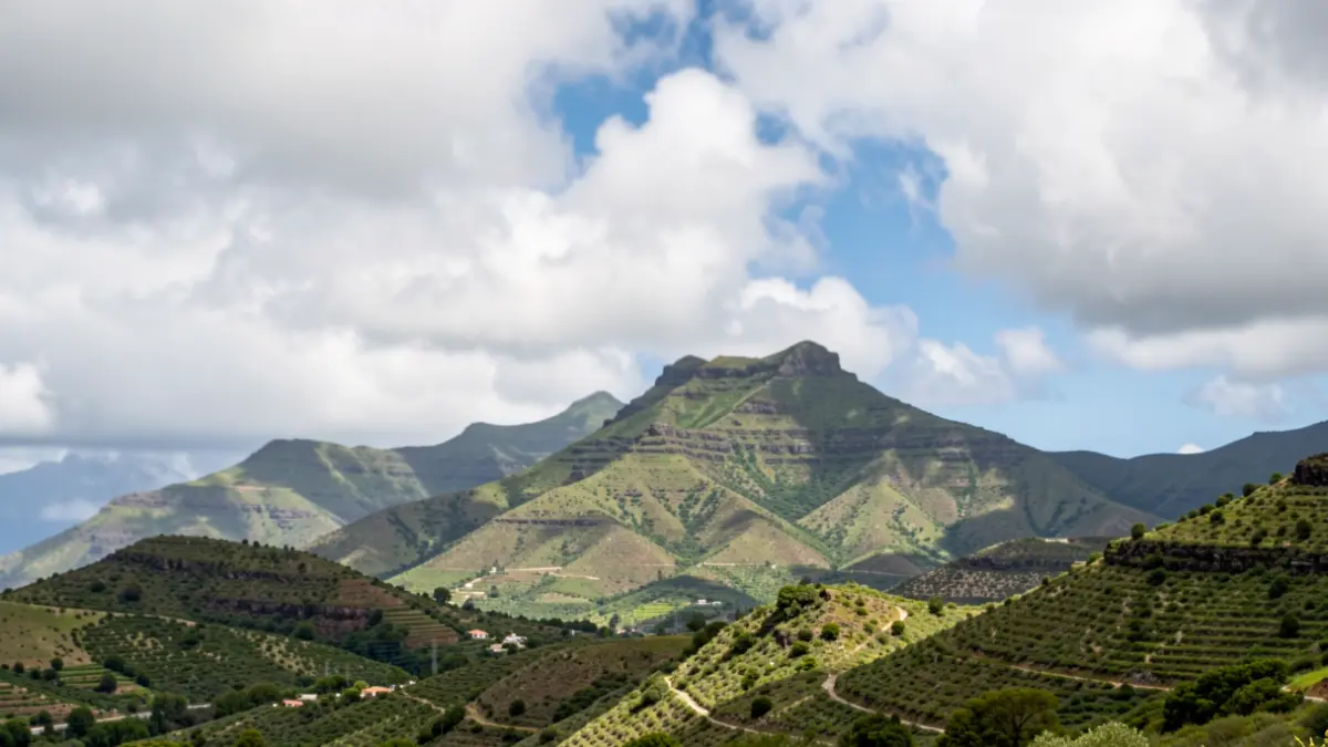 Generic image of clouds over a mountainous landscape in the Canary Islands.