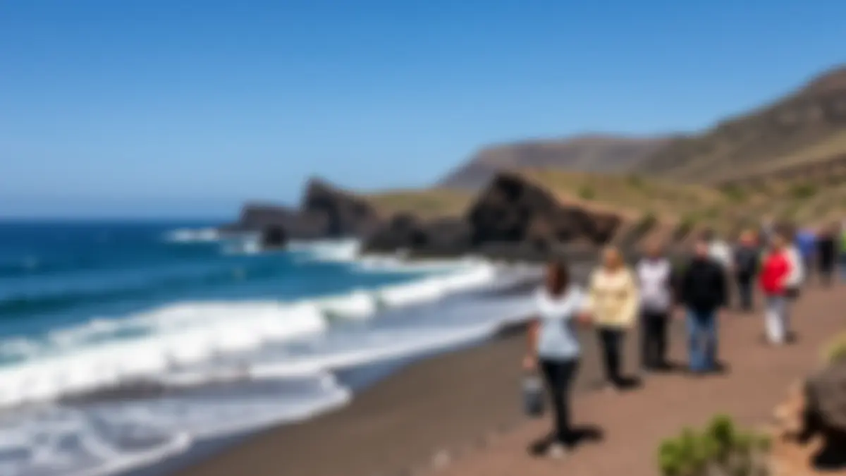 Generic image of the Tenerife coast with rock formations and the sea.
