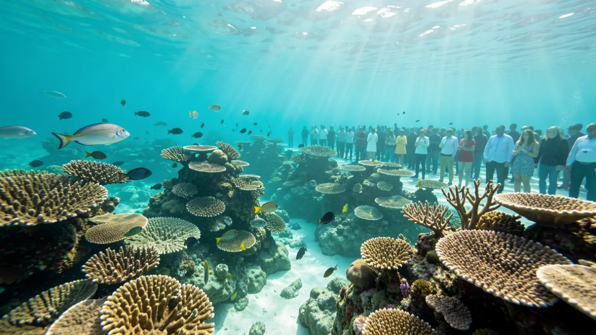 Generic image of an underwater marine ecosystem with corals and fish.