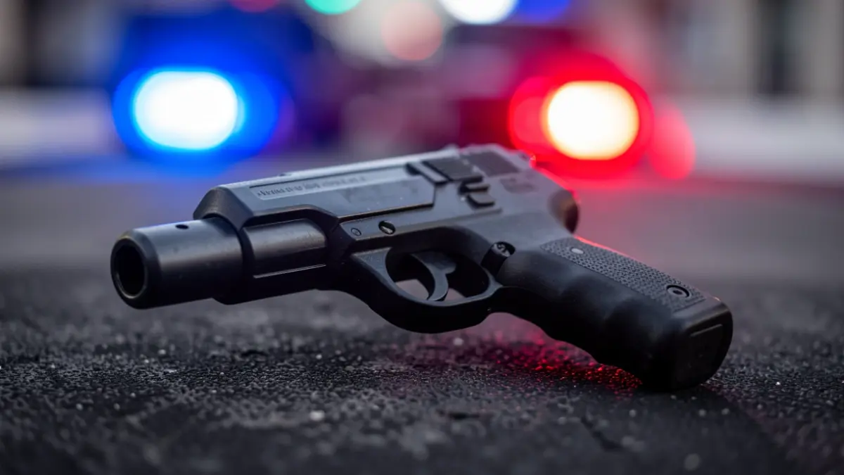 Primer plano de una pistola eléctrica de control policial.