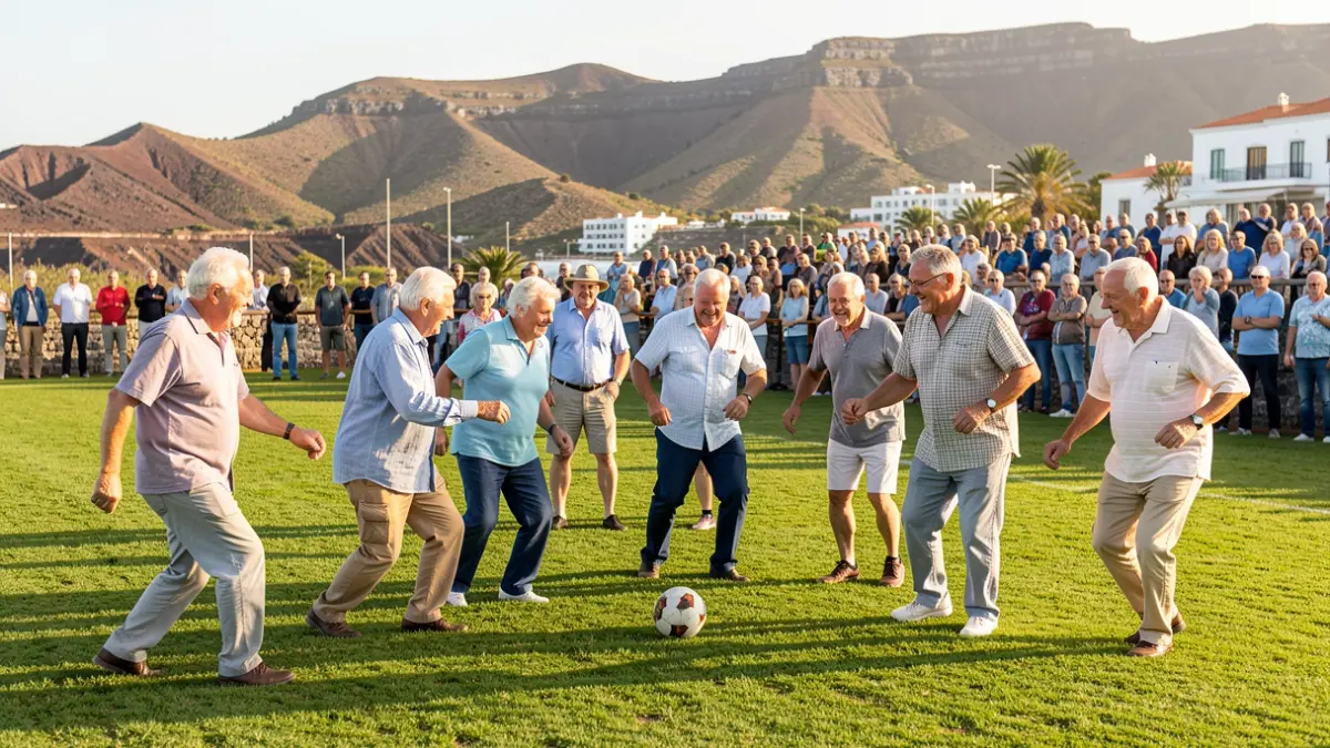 Generic image of senior citizens playing adapted football in the Canary Islands.